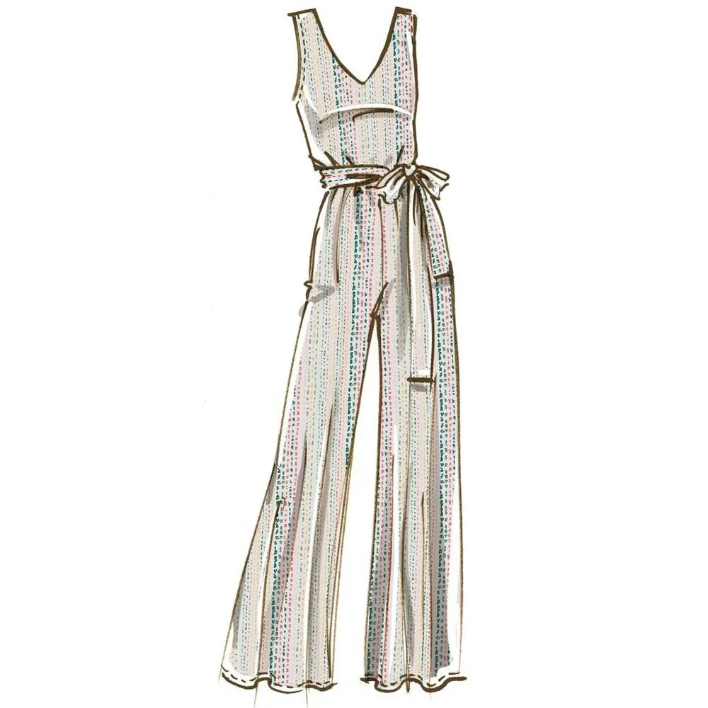 McCalls Sewing Pattern M8218‎ Romper Jumpsuit Sash Misses Size 16-24